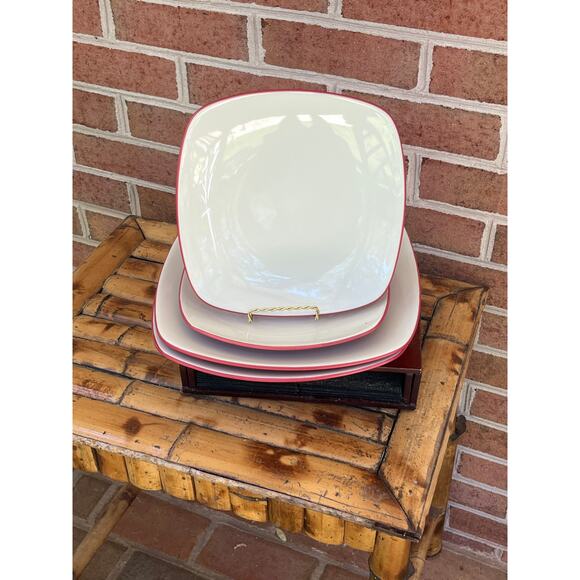 Set of 4 Noritake Colorwave Raspberry Red Square Plates Salad Dinner - Picture 2 of 6